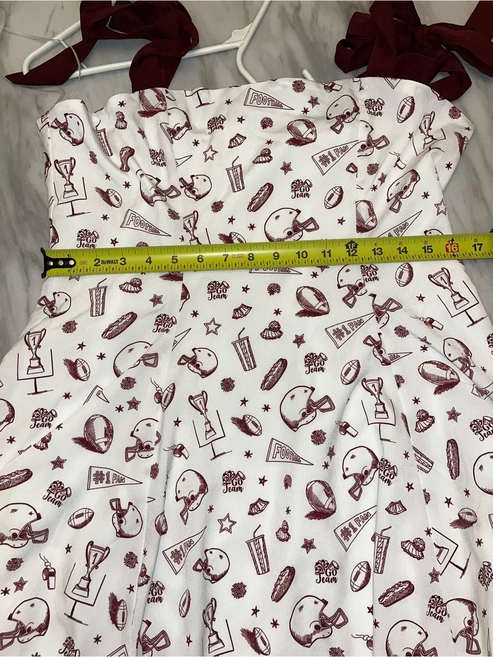 NWT Francesca’s Football Print Mini Dress Bow Strap Coquette Size M - Picture 7 of 7